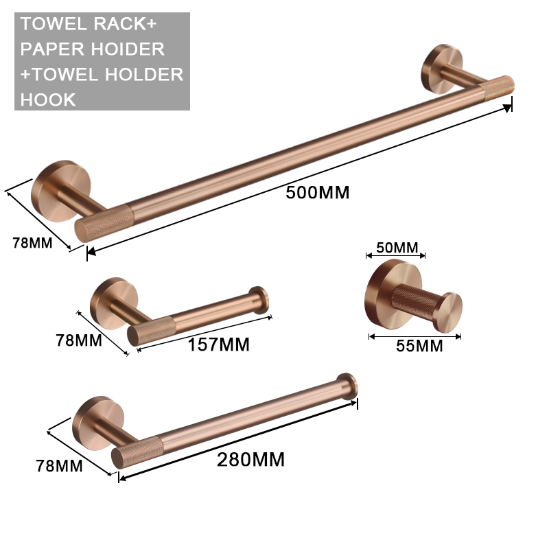 Antique Brass Hook - Brushed Rose Gold Accessories Set Toilet