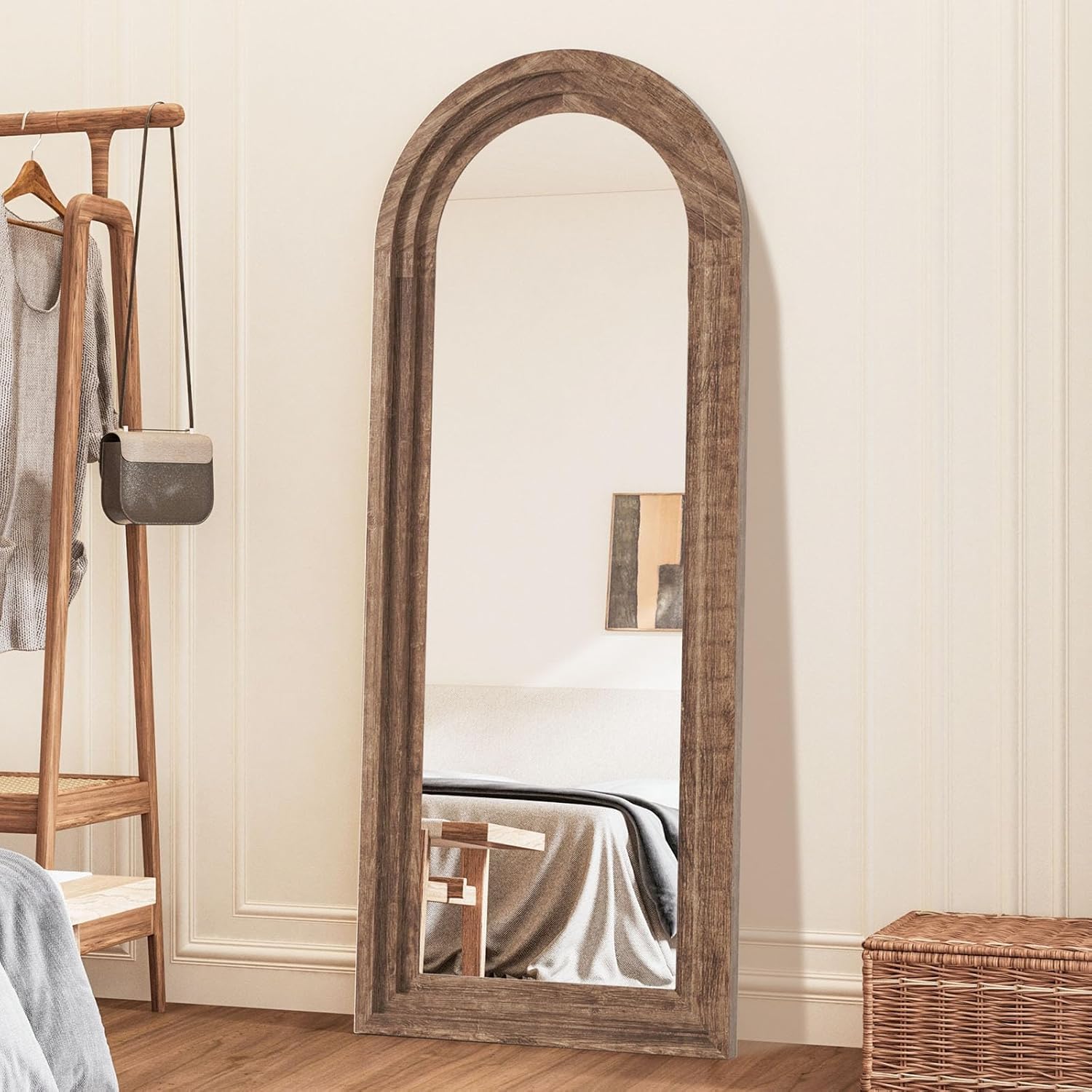 Arch Mirror Leaning - Arched Full Length Mirror Solid Wood