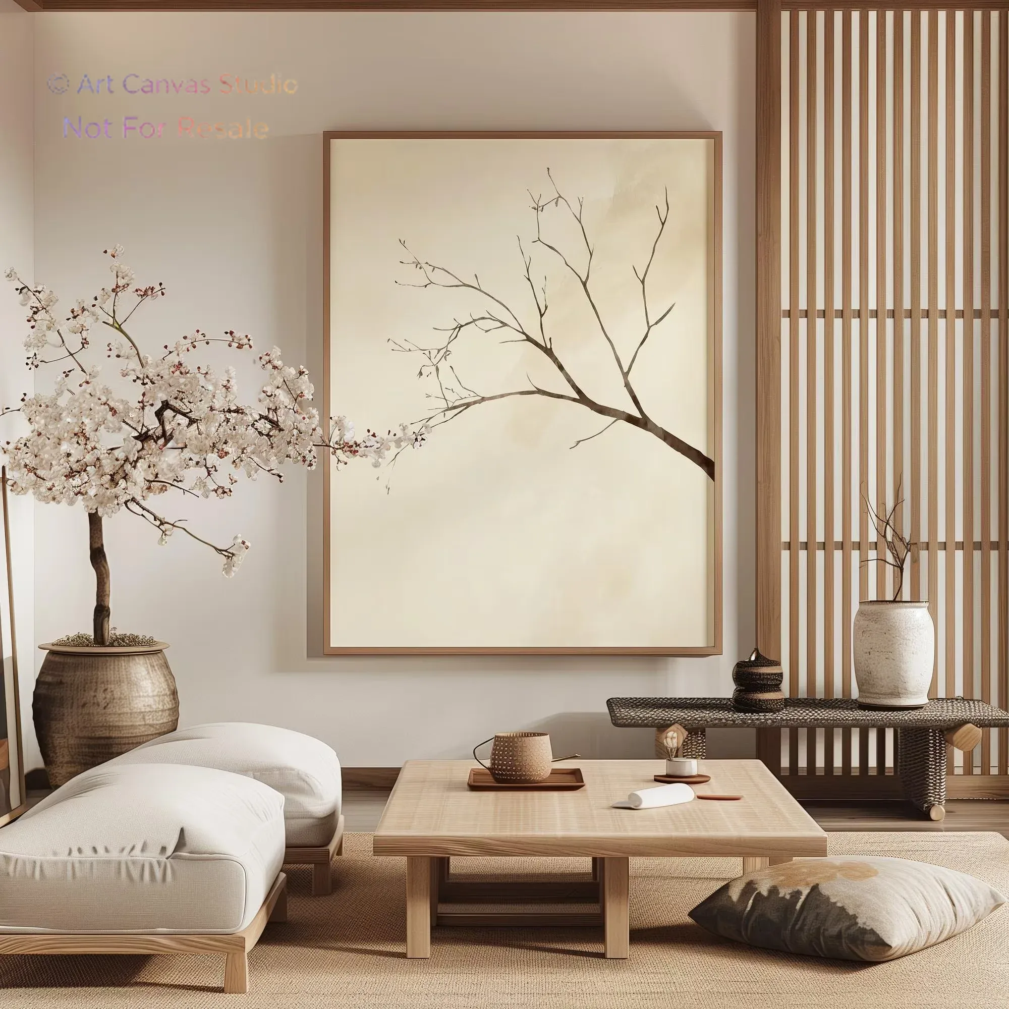 Interior Design Home - Interior wall art, Wabi-sabi, Japanese-style tree