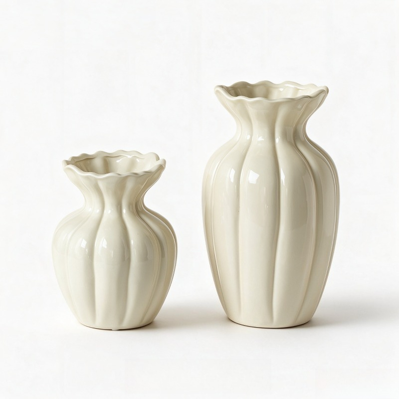French Retro Cream Ceramic Vas - Interior Design Vintage Modern recension och pris