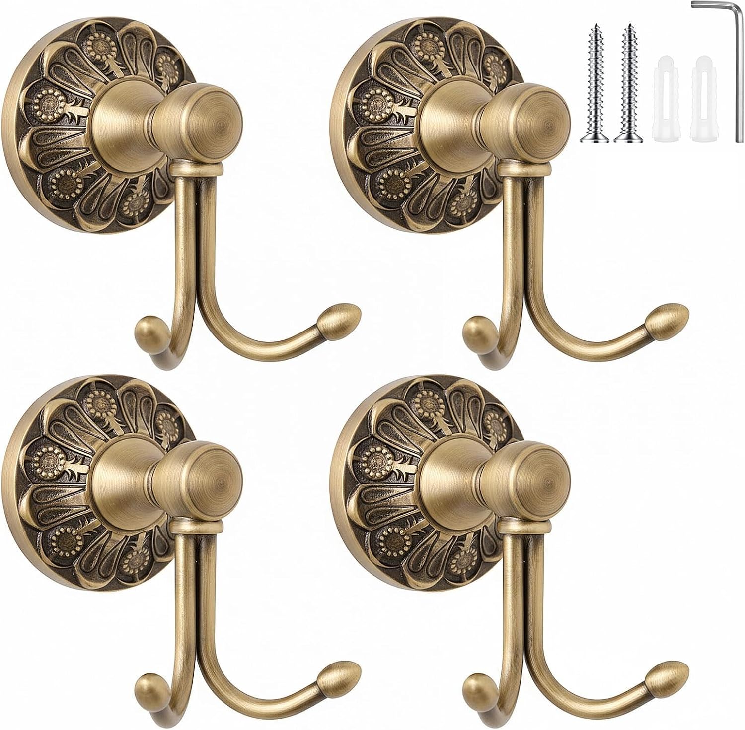 4 Pack Antique Towel Hooks Wal - Antique Brass Hook recension och pris