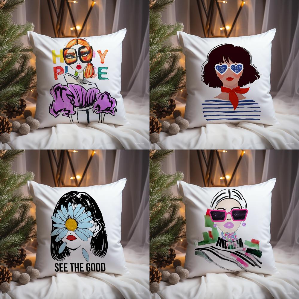 Chic Lady Illustration Cushion - Interior Design Illustrated recension och pris