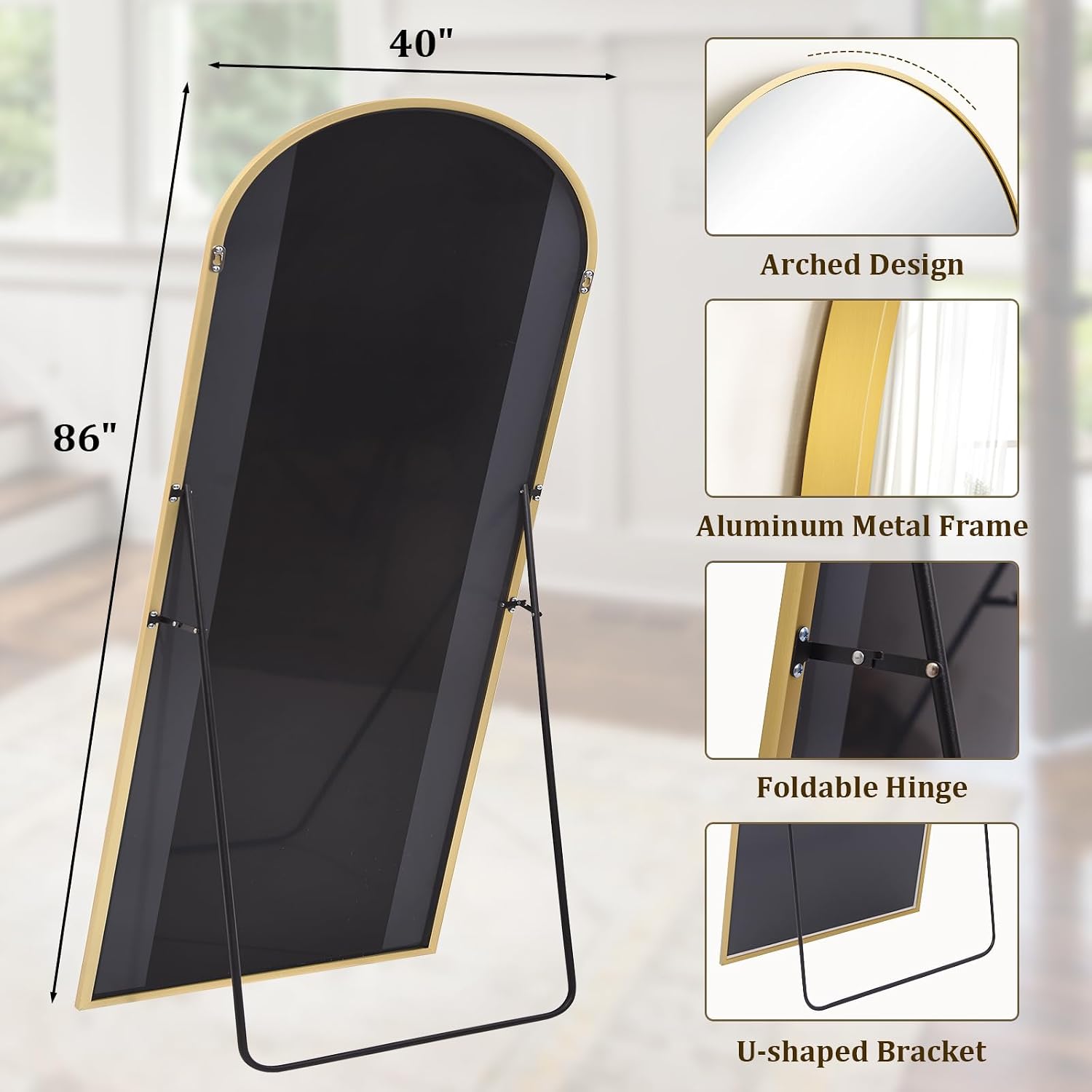 86 Inch 40 Inch Oversized Full - Arch Mirror Leaning recension och pris