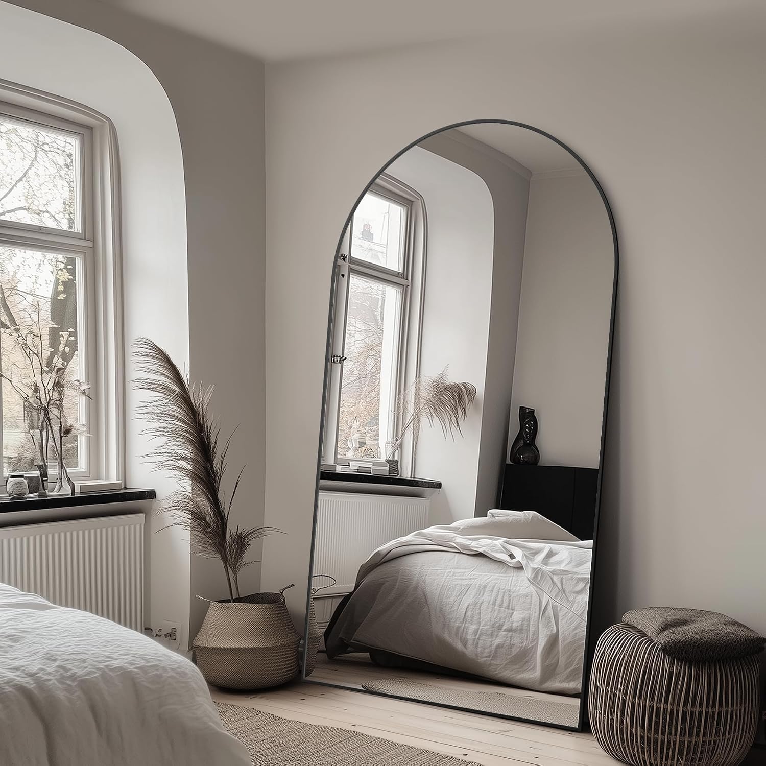 Oversized 81x41 Black Arch Ful - Arch Mirror Leaning recension och pris