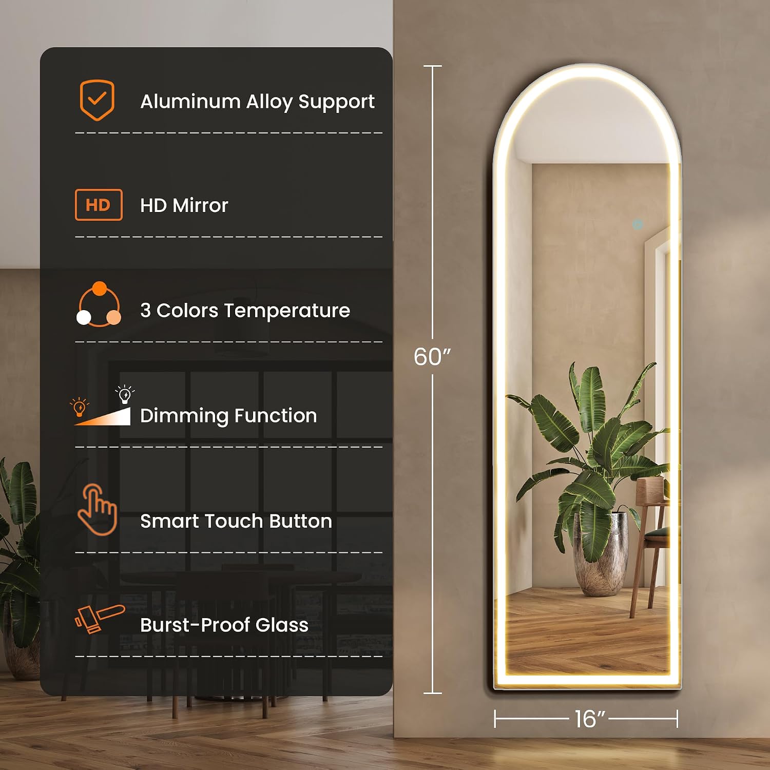 Arched Full Length Mirror 16x6 - Arch Mirror Leaning recension och pris